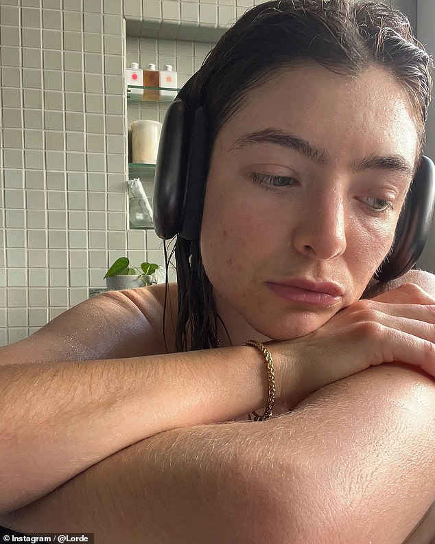 Lorde, 27, (pictured) raised eyebrows on Wednesday when she shared a series of very intimate photos of herself listening to music in the bath