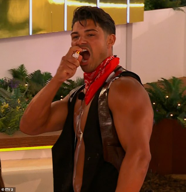 Love Island All Stars fans were left cringing at the boy's 'sexy' costumes during Monday's racy heart rate challenge (Anton pictured)