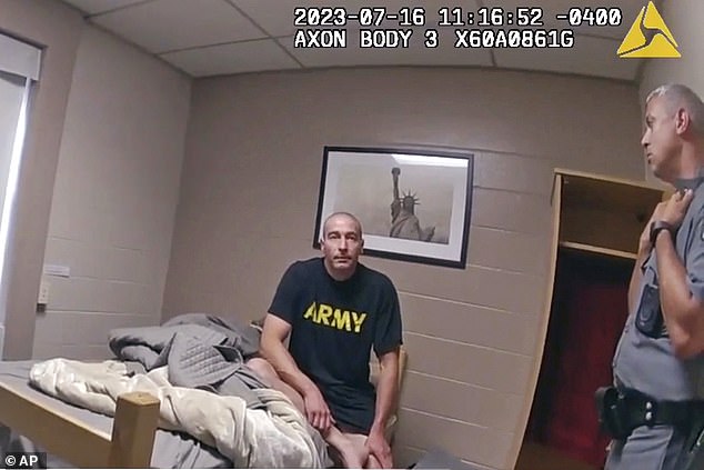 In police body camera video recorded on July 16, Card is ordered to an Army facility to be hospitalized after fellow soldiers became concerned about him