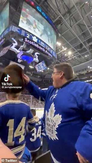 Season ticket holder John Hamilton, 73, was celebrating Matthews' three goals in a win over the Flyers when a man behind him threw his $300 fedora onto the ice.