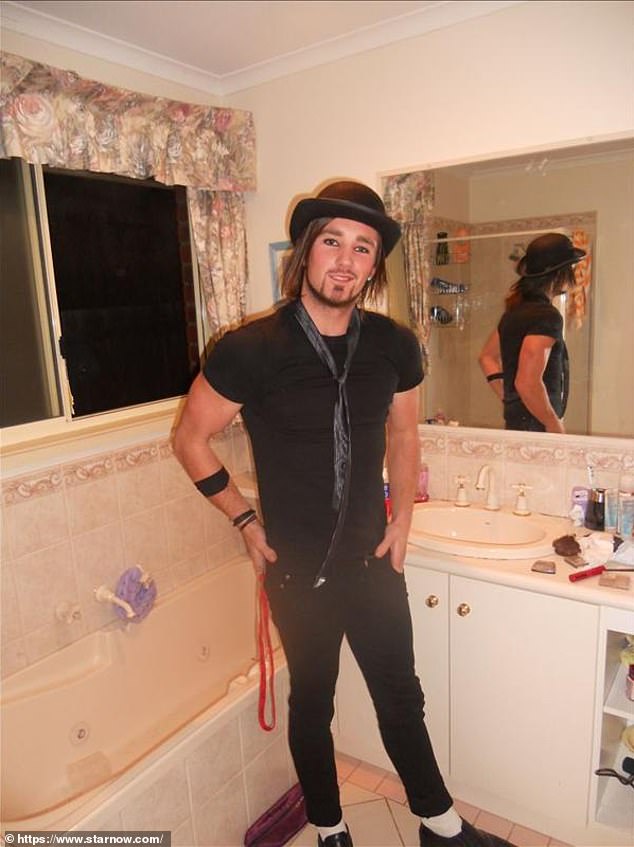 In one photo, the reality star is seen wearing a black T-shirt and jeans, along with a bowler hat, black tie and heavy black eyeliner