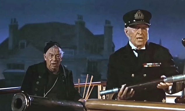 Mary Poppins has its age rating raised from U to PG due to 'discriminatory language'.  Top right is Admiral Boom, played by Reginald Owen, who thinks he is a naval commander in charge of a ship.  He uses the word 