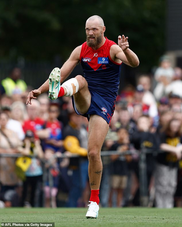 Gawn (pictured playing for Melbourne on Sunday) is confident the Demons do not have a drug culture problem, despite sensational allegations against his teammate Joel Smith