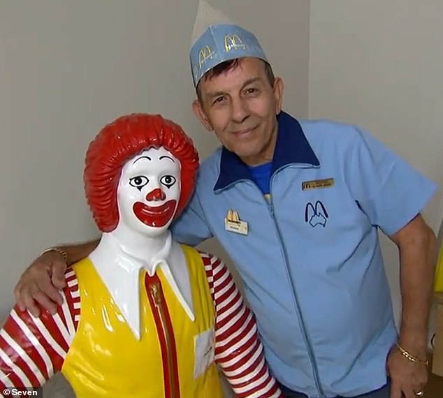 McDonald's employee George Caruana (pictured) will celebrate his 50th year with the company on Friday, making him the fast-food chain's longest-serving Australian employee