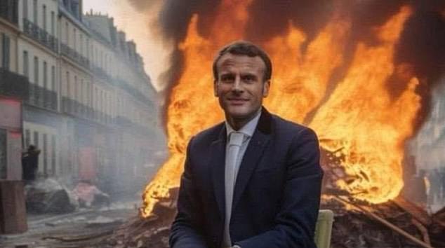 Thousands of internet users are being tricked into sharing fake images, like French President Emmanuel Macron protesting