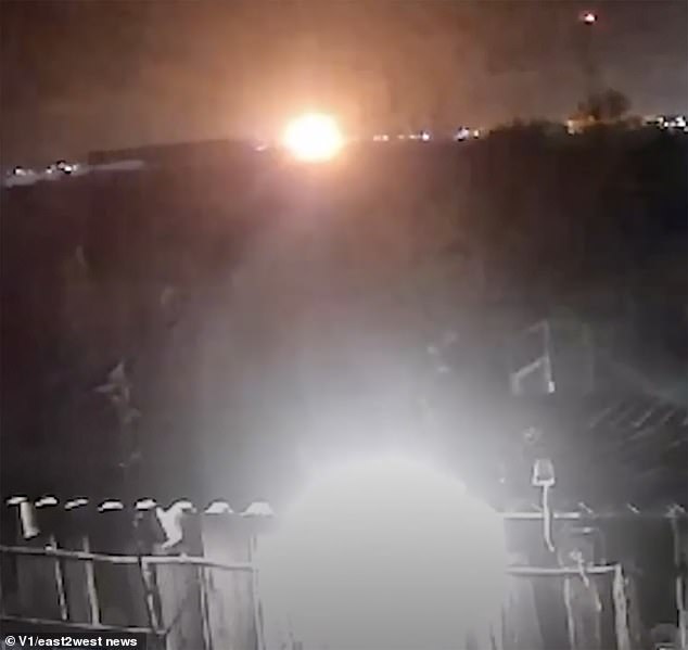 The moment of the suspected Ukrainian attack at 4:49 a.m. was captured in dramatic footage