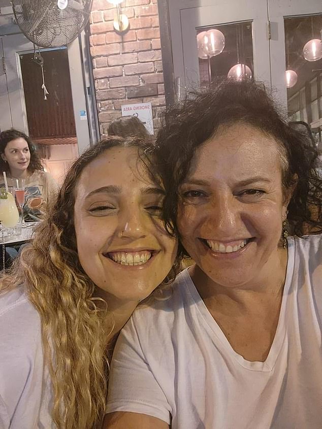 Romi Gonen, 27, called her mother, Meirav (both pictured), moments after the car in which she fled the Nova Festival massacre was ambushed by terrorists on October 7.