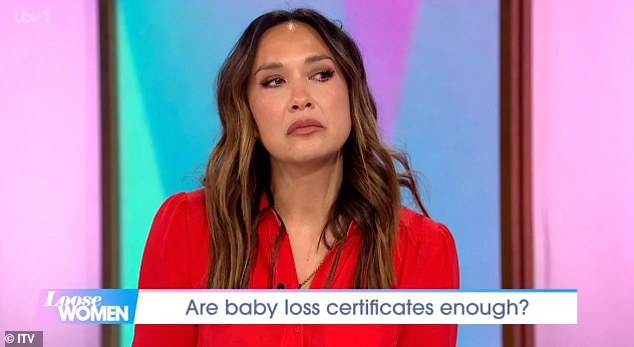 The former Hear'Say star, who has continued to campaign for a change in UK miscarriage laws, became visibly emotional as she discussed the new system for baby loss certificates