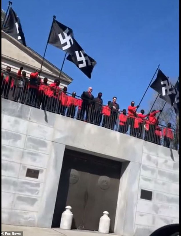 The neo-Nazis went unchallenged as they raised their swastika flags over a stage in the Tennessee capital