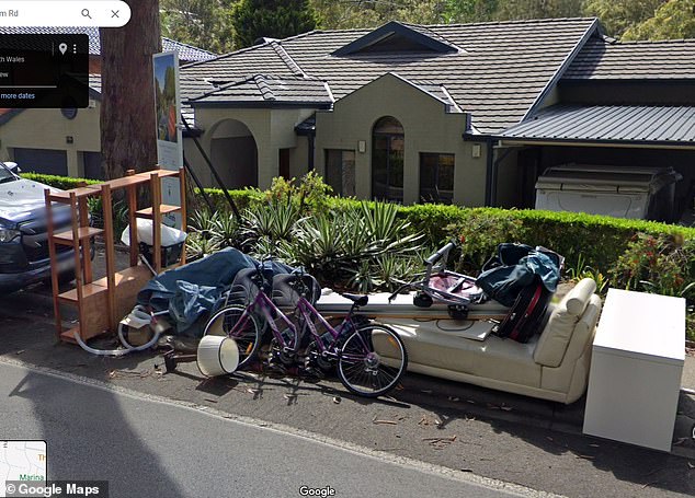 Household goods are seen on the footpath outside Beau Lamarre-Condon's family home following the sale in September 2021, when his mother Coleen sold the property for $2.27 million