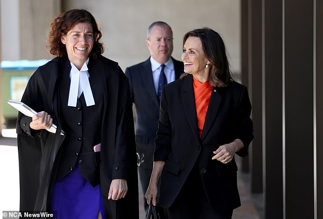 Lisa Wilkinson was pictured with her own legal adviser, Sue Chrysanthou SC, outside the Federal Court last week