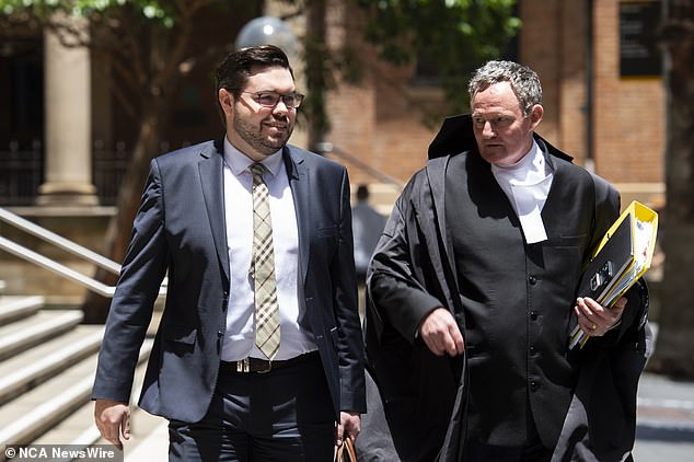 Bruce Lehrmann's legal representation in the defamation case was on a no-win, no-fee basis.  He is pictured outside the Federal Court with barrister Steven Whybrow SC (right)