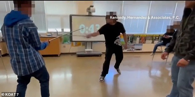 Video filmed by the girl shows two classmates swinging swords at each other just seconds before her own fateful battle in the Volcano Vista High School classroom