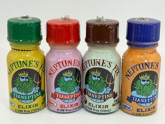 Neptune's Fix has been found for sale in gas stations in at least ten US states.  Authorities warn that people can easily become addicted to a substance it contains: tianeptine