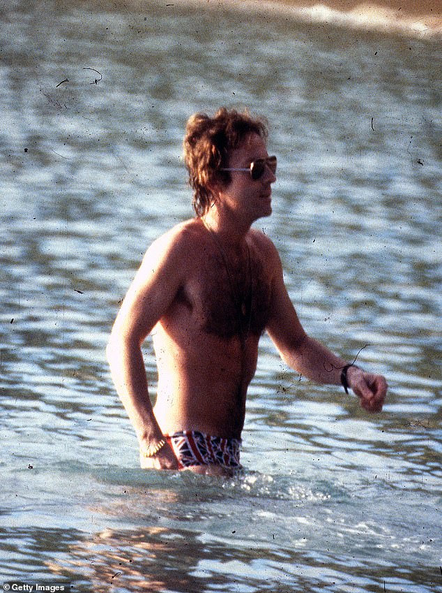 Roddy Llewellyn was spotted in his Union Jack suitcases in Mustique in 1976