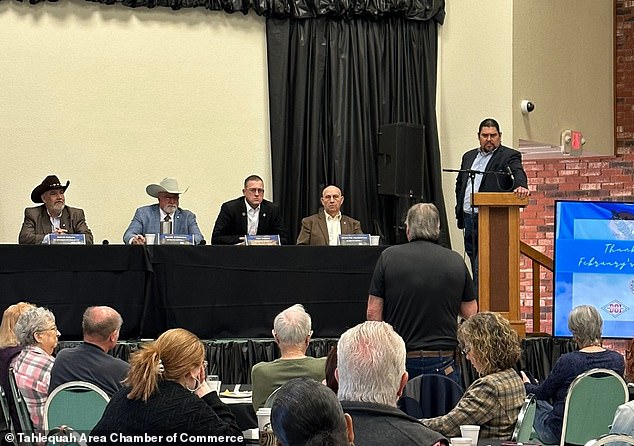 Tom Woods, a Republican representing Oklahoma Senate District 4 (sitting at the podium, second from right), called the LGBTQ community 