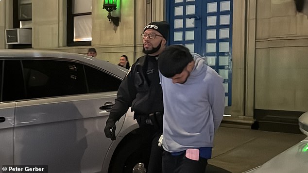 Migrants who were part of a crime gang that allegedly stole wallets and cellphones from at least 62 women were pictured leaving a New York City police station