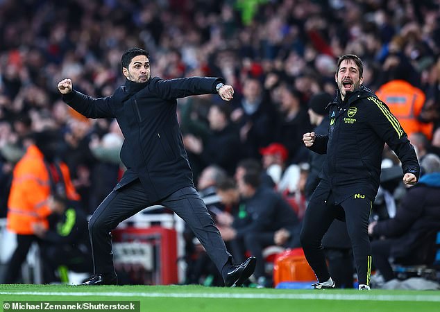 Arteta could not hide his joy as Arsenal came out on top in their clash with title rivals