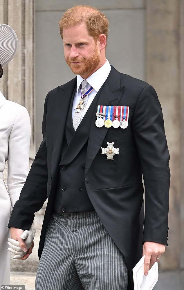 The Duke of Sussex (pictured in 2022) reportedly did not want to be in the same room as the Queen as he spoke to his cancer-stricken father, King Charles III