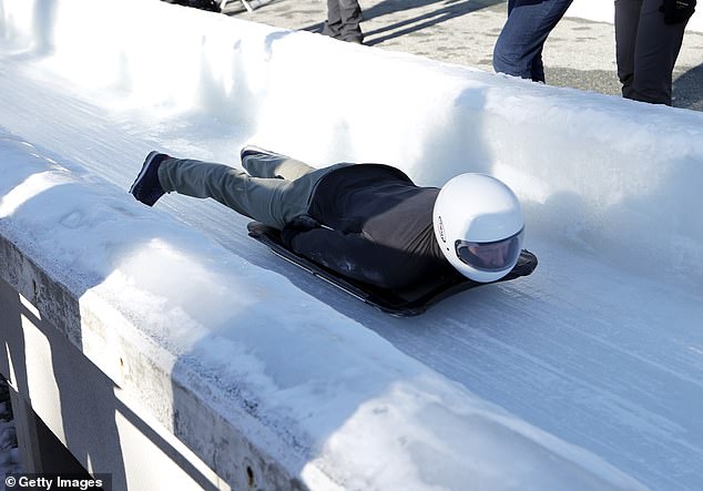Prince Harry proved he was a real thrill seeker today when he tried running around a skeleton bobsleigh track and reached an impressive top speed of 62 miles per hour.