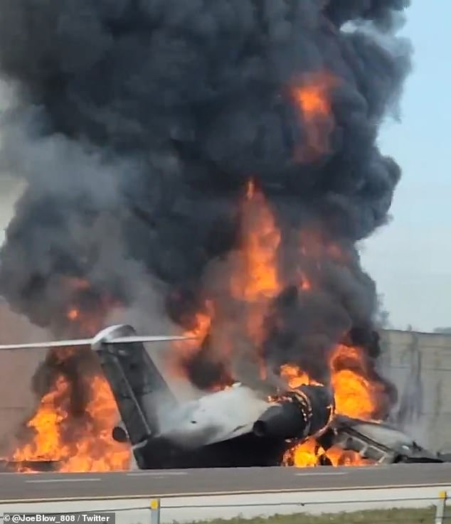 A private plane crashed into a vehicle on a Florida highway, causing a massive explosion