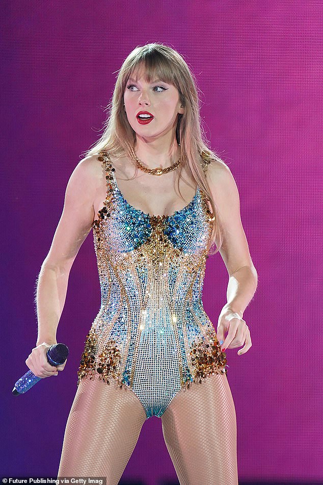 Airservices Australia has restricted the number of inbound and outbound flights for all airlines in Sydney due to a forecast thunderstorm on Friday afternoon, stranding Swifties heading to Taylor Swift's first concert in Sydney.  Pictured: Taylor Swift