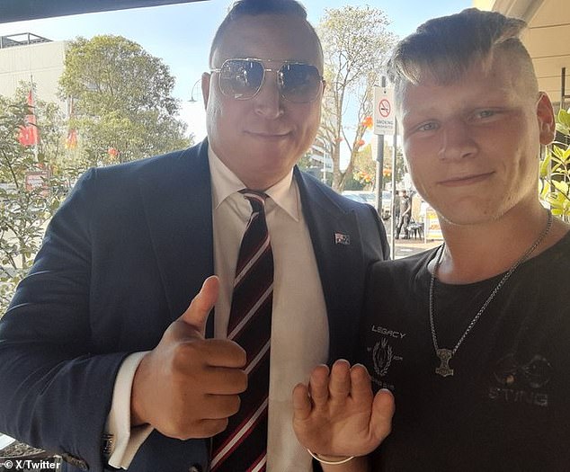 Victorian senator Ralph Babet (left) was furious after self-styled neo-Nazi Nathan Bull (right) tricked him into taking a selfie while holding up a partial Nazi salute