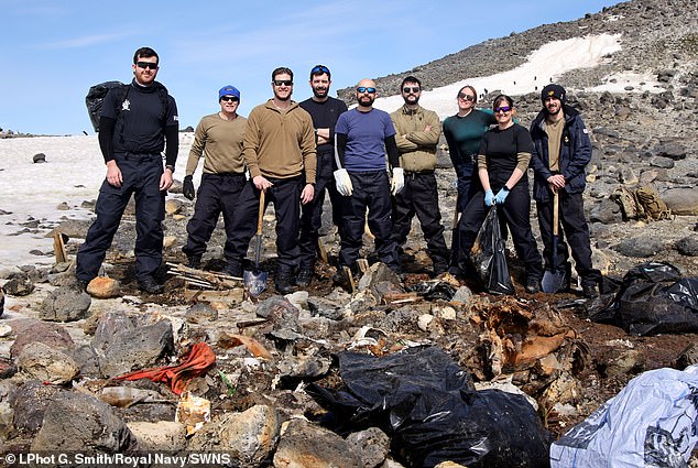 Royal Navy sailors from HMS Protector have done their bit to keep Antarctica clean by removing three tonnes of rubbish from a remote island