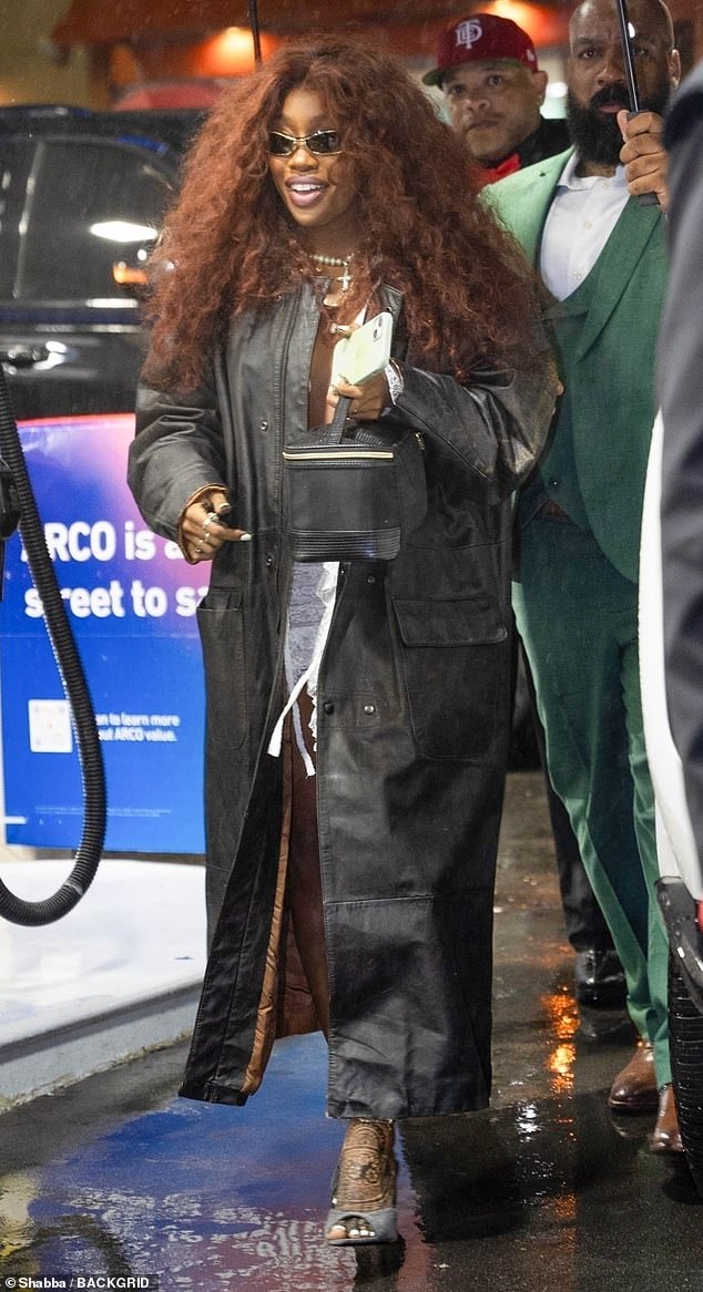 SZA was spotted heading to a private Grammys afterparty on Sunday night after winning three awards