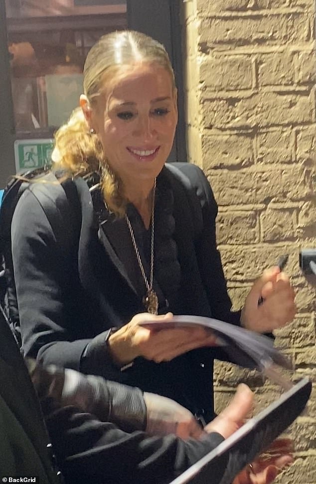 Sarah Jessica Parker looked in good spirits as she was greeted by fans at the stage door of The Savoy Theater on Monday after her Plaza Suite performance