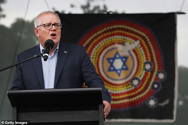 Former Prime Minister Scott Morrison addressed a large crowd at an anti-Semitism rally in Sydney on Sunday