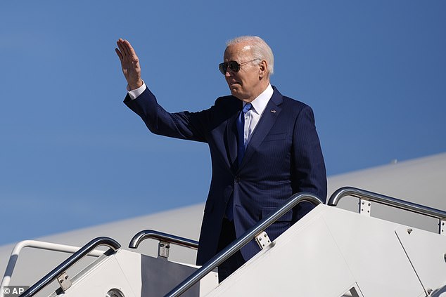 President Joe Biden will make his second trip of the month to California on Tuesday.  The three-day trip includes a series of fundraising events, plus an official speech.  Biden is seen here as he traveled to New York for fundraising earlier this month