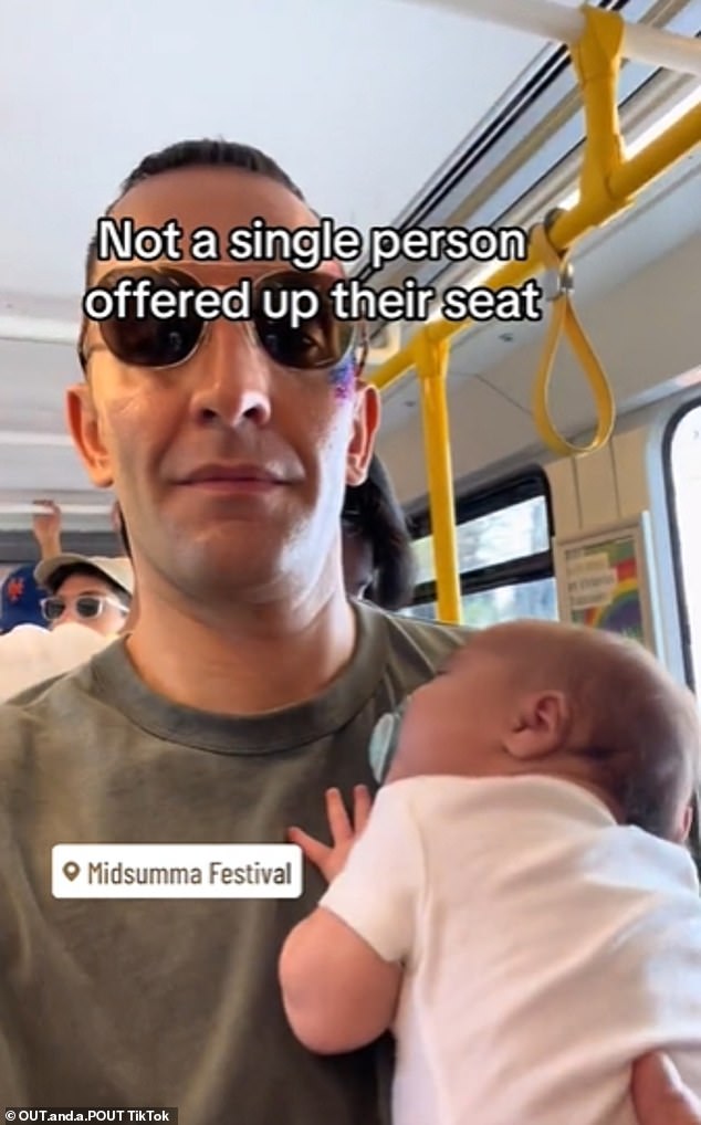 Duncan MacRae traveled by tram to Melbourne's Midsumma Festival last weekend with his daughter Bella and said no one offered him their seat