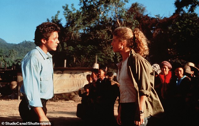 Seen here in a scene with Robert Downey Jr.  for Air America in 1990