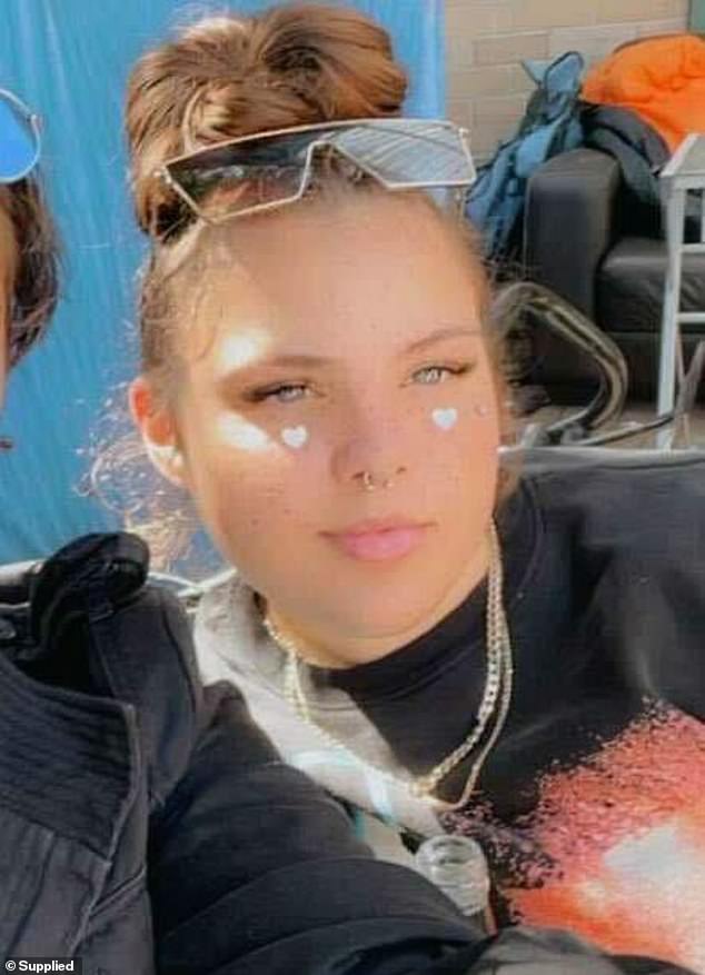 Paris Carpio-Woodley (pictured) had her 'entire head' set on fire after an alleged altercation outside a home in Shepparton, northern Victoria, on January 15