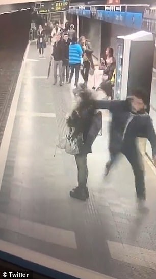 The man brutally beat an unsuspecting young woman as she listened to music on headphones and looked at her mobile phone