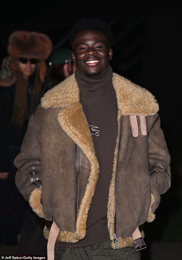 Bukayo Saka was one of several footballers featured at a Burberry event during London Fashion Week