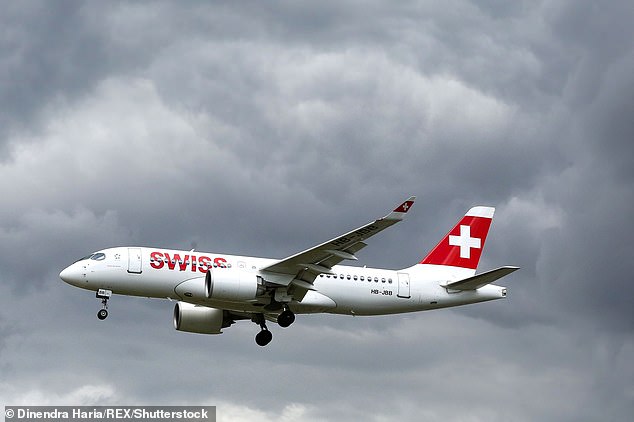 A Swiss Air plane is cordoned off at Barcelona airport after an alleged radioactive leak from a suitcase (file image)