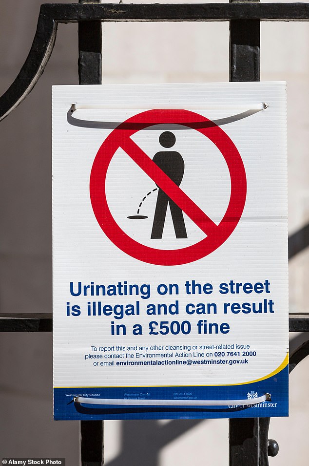 Urinating on the street is illegal and can result in a high fine