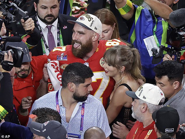 Swift traveled to Las Vegas earlier this month to watch Kelce win the Super Bowl