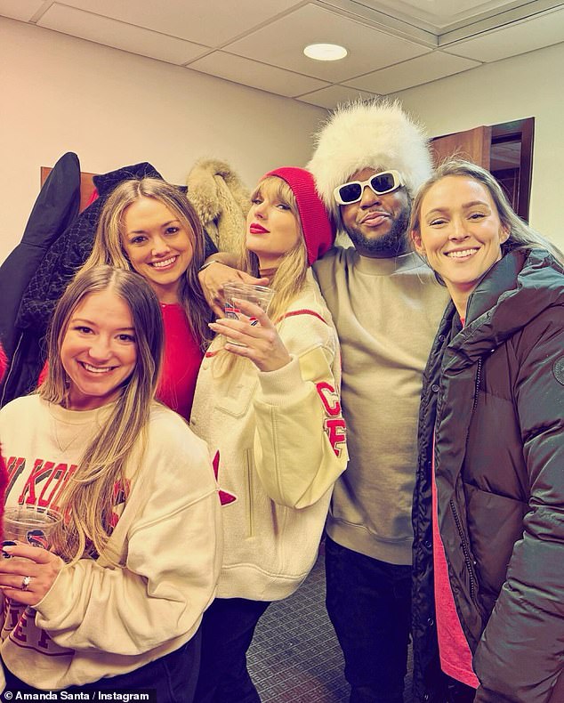 Taylor Swift happily posed with new NFL boyfriend Kylie Kelce in new photos taken during the Kansas Chiefs' game against the Buffalo Bills last month