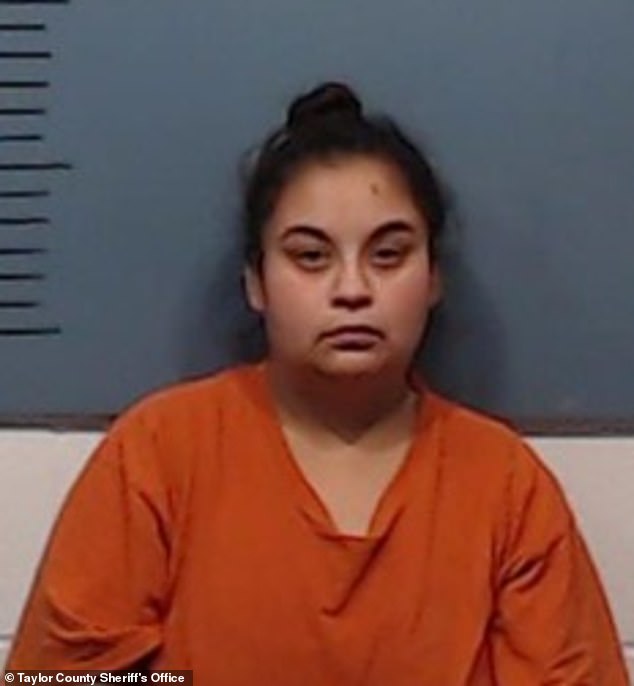 Three people have been arrested for allegedly blowing fentanyl smoke into a 19-day-old baby's face in an attempt to calm her cries for several days at a Texas hotel.  Pictured: Jennifer Trevino, 32, the children's mother