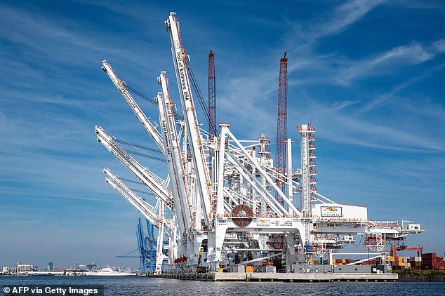 The Biden administration works to protect ship-to-shore cranes from cyber hacking – above cranes at the Port of Baltimore