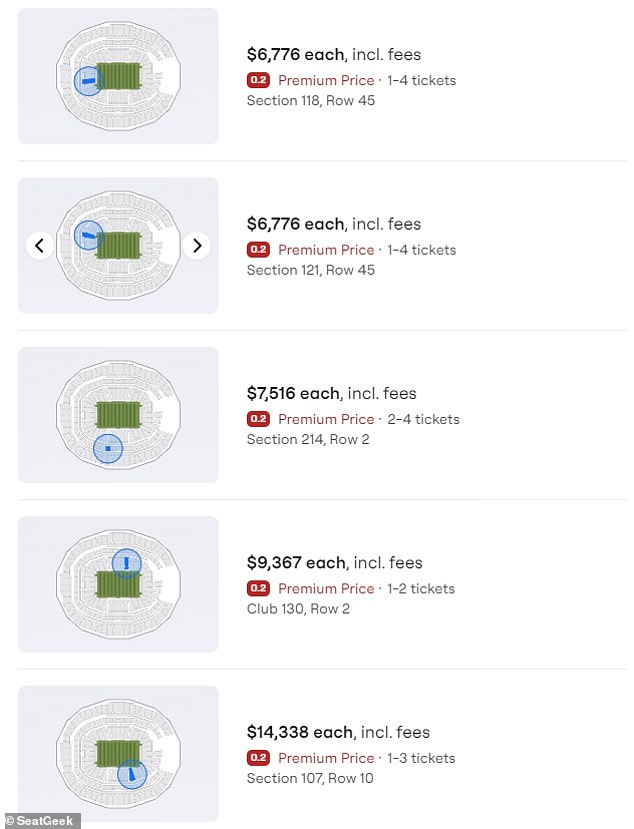 Tickets for Argentina's group stage match in Atlanta also went for ridiculous prices