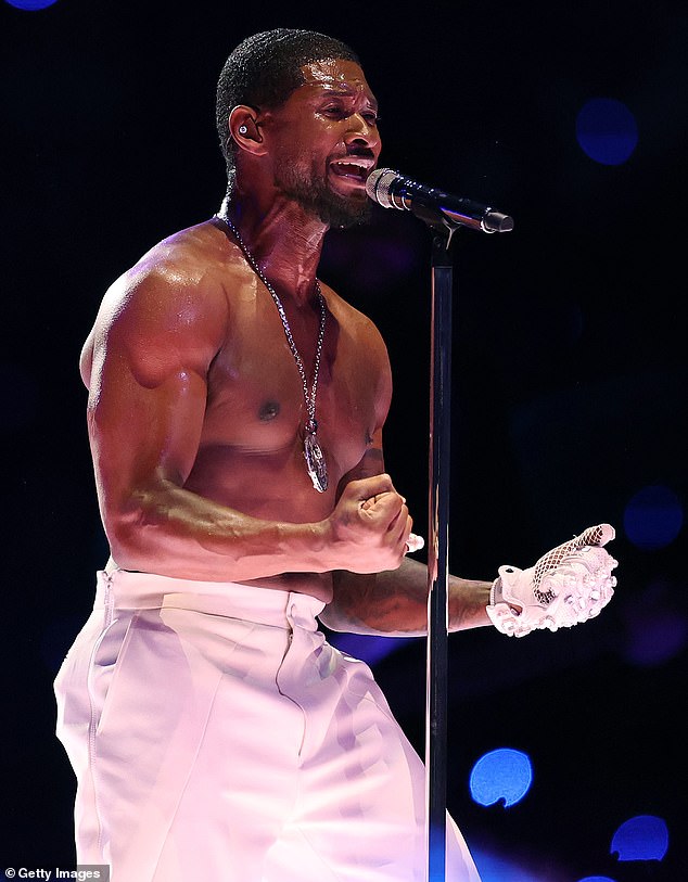 Usher gave a record-breaking performance at Allegiant Stadium in Las Vegas on February 11 - ahead of the Kansas City Chiefs' victory