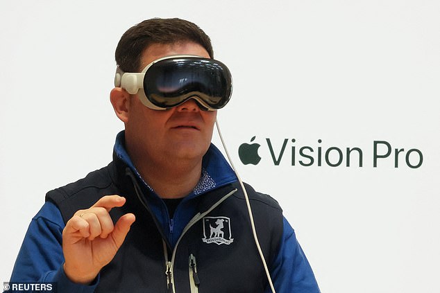 The Apple Vision Pro headset runs VisionOS, which Apple touts as 