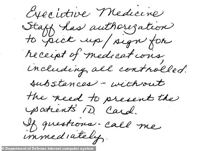 Investigators found a note from March 2014 with instructions to distribute medications, 