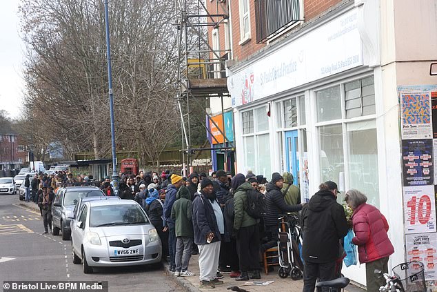 Hundreds of people queued outside a newly opened NHS dental practice in Bristol today