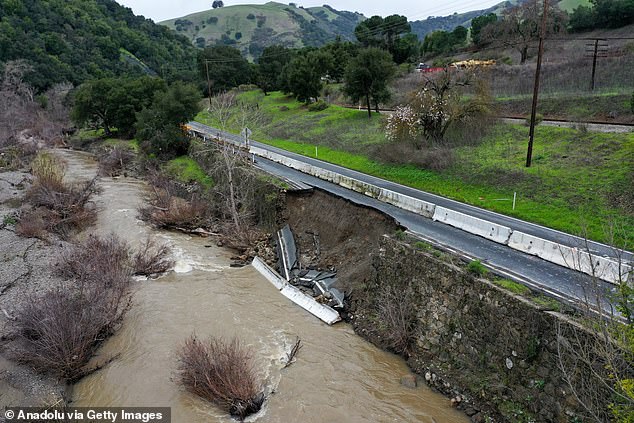 The Golden State continues to be threatened by flooding, while an atmospheric river flowing through the region batters the coast with landslides and flooding.