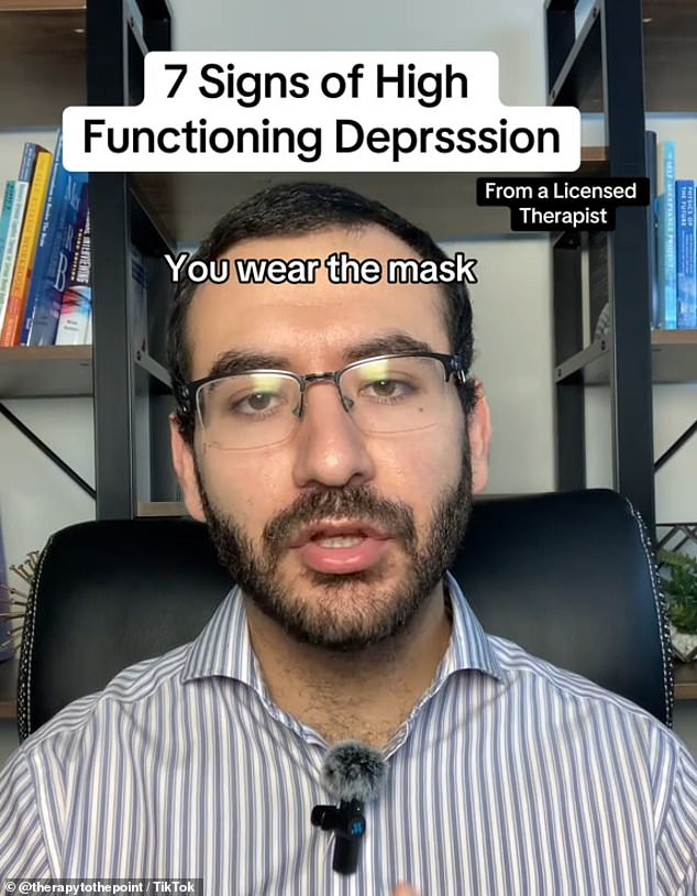 Therapist Jeffrey Meltzer, 29, from Florida, went viral on TikTok after counting down the seven symptoms of high-functioning depression